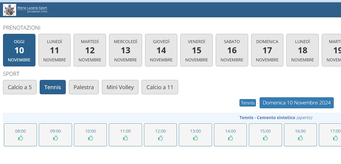 Modalità di Prenotazione degli Impianti Sportivi di Atena Lucana (SA)